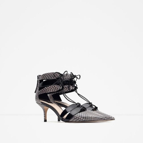 ZARA Leather Sandals:Black/Grey, US 7.5, 8/EUR 38, 39 - Picture 2 of 7